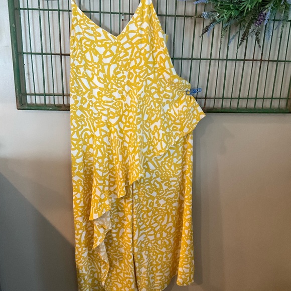Anthropologie Maeve Yellow White Goldenrod Britany  Jumpsuit Sz12 EUC - Picture 6 of 9